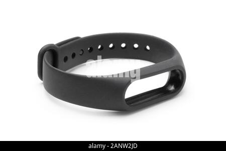 Schlaufe vom Fitness Armband. Gummiband auf weißem Hintergrund. Stockfoto