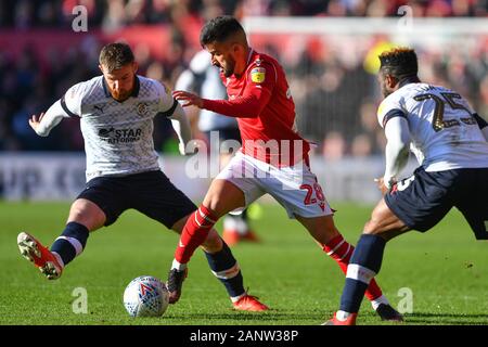Nottingham, UK. 19. Januar 2020. Tiago Silva (28) von Nottingham Forest während der Sky Bet Championship Match zwischen Nottingham Forest und Luton Town an der Stadt Boden, Nottingham am Sonntag, den 19. Januar 2020. (Credit: Jon Hobley | MI Nachrichten) das Fotografieren dürfen nur für Zeitung und/oder Zeitschrift redaktionelle Zwecke verwendet werden, eine Lizenz für die gewerbliche Nutzung Kreditkarte erforderlich: MI Nachrichten & Sport/Alamy leben Nachrichten Stockfoto