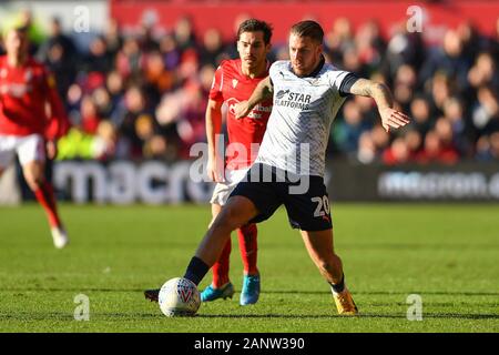 Nottingham, UK. 19. Januar 2020. George Moncur (20) von Luton Town während der Sky Bet Championship Match zwischen Nottingham Forest und Luton Town an der Stadt Boden, Nottingham am Sonntag, den 19. Januar 2020. (Credit: Jon Hobley | MI Nachrichten) das Fotografieren dürfen nur für Zeitung und/oder Zeitschrift redaktionelle Zwecke verwendet werden, eine Lizenz für die gewerbliche Nutzung Kreditkarte erforderlich: MI Nachrichten & Sport/Alamy leben Nachrichten Stockfoto