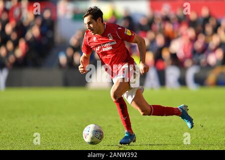 Nottingham, UK. 19. Januar 2020. Juri Ribeiro (2) von Nottingham Forest während der Sky Bet Championship Match zwischen Nottingham Forest und Luton Town an der Stadt Boden, Nottingham am Sonntag, den 19. Januar 2020. (Credit: Jon Hobley | MI Nachrichten) das Fotografieren dürfen nur für Zeitung und/oder Zeitschrift redaktionelle Zwecke verwendet werden, eine Lizenz für die gewerbliche Nutzung Kreditkarte erforderlich: MI Nachrichten & Sport/Alamy leben Nachrichten Stockfoto