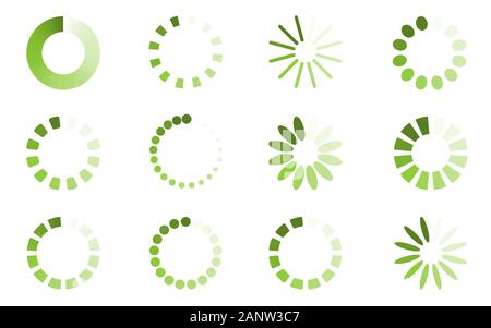 Laden von Symbolen. Runde download Formen Kollektion. Menü vektor Element Warten Stock Vektor