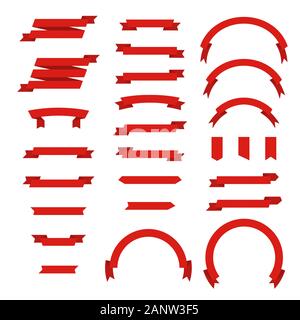 Rote flache Bänder eingestellt. Vintage Banner für Design. Vektor leer Fahnen Stock Vektor