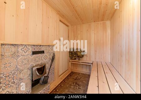 Russland, Moskau - September 08, 2019: das Innere Zimmer apartment Badehaus, Sauna Stockfoto