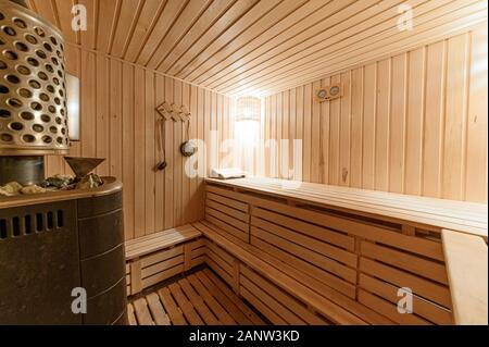 Russland, Moskau - September 08, 2019: das Innere Zimmer apartment Badehaus, Sauna Stockfoto