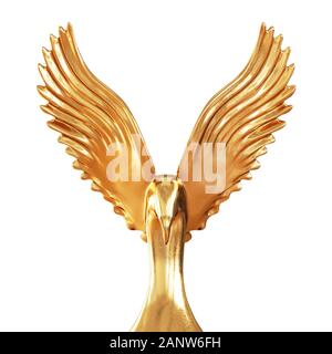 Golden Eagle Figur mit ausgebreiteten Flügeln auf weißem Hintergrund. Mocap. 3D-Rendering Stockfoto