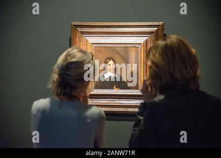 Besucher bei Ausstellung des Malers Pieter de Hooch in Delft Stockfoto