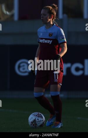 Romford, Großbritannien. 19. Jan 2020. Katharina Baunach von West Ham United Frauen in Aktion während Super das Barclays FA Women's League Match zwischen West Ham United und Brighton und Hove Albion am Rush Green Stadium, Romford, London am Sonntag, den 19. Januar 2020. (Credit: Jacques Feeney | MI Nachrichten) Credit: MI Nachrichten & Sport/Alamy leben Nachrichten Stockfoto