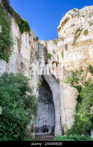 Ohr der Dionysiushöhle in Syrakus, Italien Stockfoto