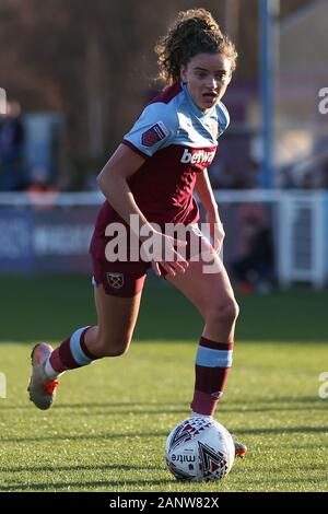 Romford, Großbritannien. 19. Jan 2020. Leanne Kiernan von West Ham United Frauen in Aktion während Super das Barclays FA Women's League Match zwischen West Ham United und Brighton und Hove Albion am Rush Green Stadium, Romford, London am Sonntag, den 19. Januar 2020. (Credit: Jacques Feeney | MI Nachrichten) Credit: MI Nachrichten & Sport/Alamy leben Nachrichten Stockfoto