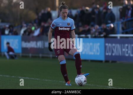 Romford, Großbritannien. 19. Jan 2020. Katharina Baunach von West Ham United Frauen in Aktion während Super das Barclays FA Women's League Match zwischen West Ham United und Brighton und Hove Albion am Rush Green Stadium, Romford, London am Sonntag, den 19. Januar 2020. (Credit: Jacques Feeney | MI Nachrichten) Credit: MI Nachrichten & Sport/Alamy leben Nachrichten Stockfoto