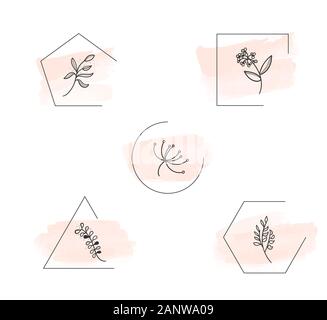Botanical logo Maßbild vecctor im Set Stock Vektor