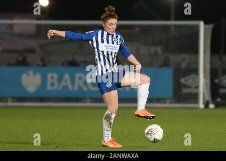 Romford, Großbritannien. 19. Jan 2020. Felicity Gibbons von Brighton und Hove Albion Frauen in Aktion während Super das Barclays FA Women's League Match zwischen West Ham United und Brighton und Hove Albion am Rush Green Stadium, Romford, London am Sonntag, den 19. Januar 2020. (Credit: Jacques Feeney | MI Nachrichten) Credit: MI Nachrichten & Sport/Alamy leben Nachrichten Stockfoto