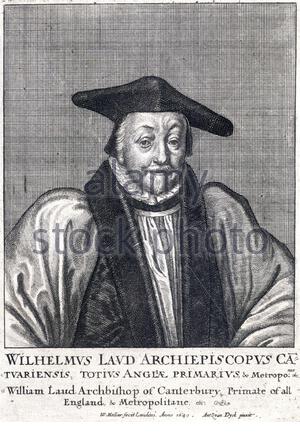 Dr. William Laud Porträt, 1573-1645 eine Englische Erzbischof war und akademischen. Er war Erzbischof von Canterbury von 1633, während die persönliche Herrschaft von Karl I. im Jahre 1640 verhaftet wurde er im Jahre 1645 ausgeführt. Radierung von Böhmische Kupferstecher Wenzel Hollar aus 1600s Stockfoto