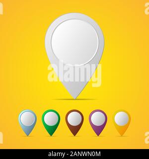 Pin auf der Karte auf das Symbol. Satz von Navigation Karte Marker isoliert. Sammlung der modernen Karte Markierungen. Satz von Symbol. Vector Illustration. Stock Vektor