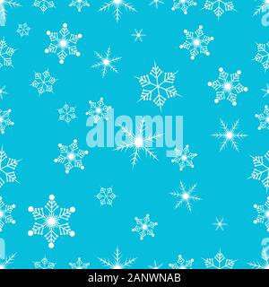 Nahtlose Weihnachten Hintergrund mit hängenden Schneeflocken. Blue Winter Hintergrund. Weihnachtsfeier Hintergrund. Vector Illustration. Stock Vektor
