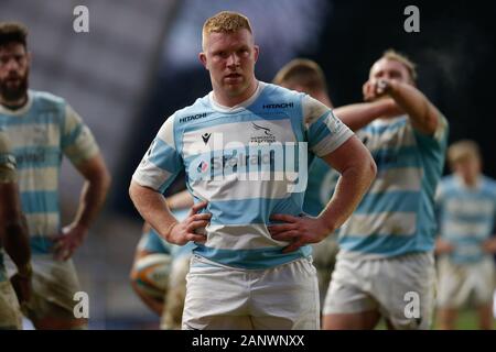 Leeds, Großbritannien. 15 Jan, 2019. LEEDS, England - 19. JANUAR Trevor Davison von Newcastle Falcons während der Greene King IPA Championship Match zwischen Yorkshire Carnegie und Newcastle Falcons bei Headingley Leeds Carnegie Stadion, am Sonntag, den 19. Januar 2020. (Quelle: Chris Lishman | MI Nachrichten) das Fotografieren dürfen nur für Zeitung und/oder Zeitschrift redaktionelle Zwecke verwendet werden, eine Lizenz für die gewerbliche Nutzung Kreditkarte erforderlich: MI Nachrichten & Sport/Alamy leben Nachrichten Stockfoto