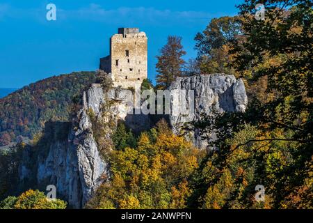 Burgruine Reußenstein im Herbst, BW, LKR Esslingen, Neidlingen Stockfoto