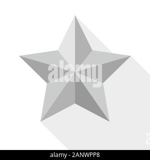 White Star Icon in flacher Ausführung. Stern auf weißem Hintergrund mit langen Schatten. Vector Illustration. Stock Vektor