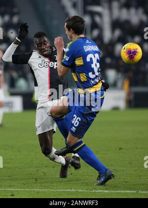 Turin, Italien, 19. Jan 2020, Kontrast zwischen Matteo darmian (Parma) und Blaise matuidi (juventus) während Juventus vs Parma - Italienische Fußball Serie A Männer Meisterschaft - Credit: LPS/Claudio Benedetto/Alamy leben Nachrichten Stockfoto