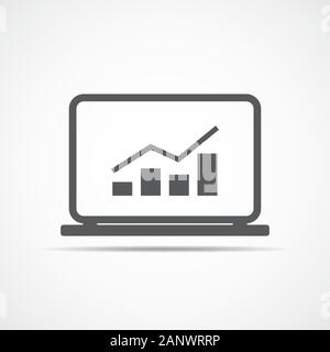 Wachsende Balkendiagramm auf dem Laptop Bildschirm. Wachsende Chart in flacher Ausführung. Vector Illustration Stock Vektor