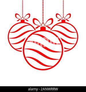 Abstrakte Silhouette der Christmas Ball. Drei rote Weihnachtskugeln, hängen auf hellen Hintergrund. Vector Illustration. Stock Vektor