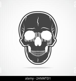 Schwarz menschlicher Schädel. Einfache Totenkopf. Vector Illustration Stock Vektor