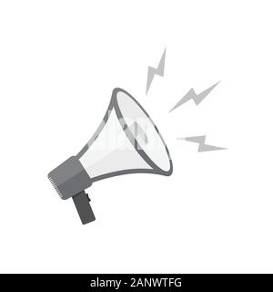 Lautsprecher oder Megafon-symbol. Grau Megaphon auf weißem Hintergrund. Vector Illustration Stock Vektor