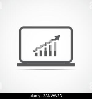 Wachsende Balkendiagramm auf dem Laptop Bildschirm. Wachsende Chart in flacher Ausführung. Vector Illustration Stock Vektor