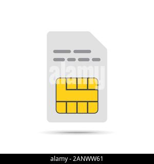 SIM-Karte-Symbol im flachen Design. Vector Illustration. Weiß smartcard Symbol auf hellen Hintergrund isoliert. Stock Vektor