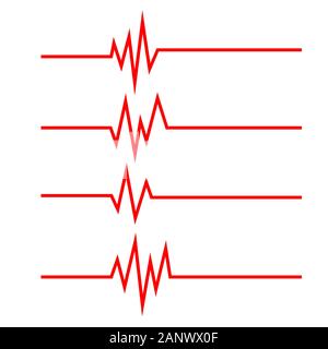 Satz von Heartbeat Zeile für Symbole im flachen Stil. Heartbeat Wellen. Puls Symbole isoliert. Vector Illustration. Stock Vektor