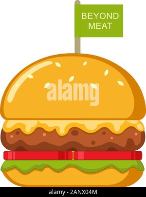 Ein köstlich Werk nicht Fleisch Cheeseburger mit Tomaten und Kopfsalat. Isolierte Vector Illustration auf weißem Hintergrund. Stock Vektor