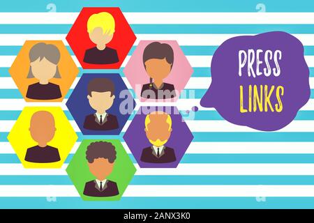 Text Zeichen angezeigt Presse Links. Business Foto präsentiert eine Website s analysisipulate ist das Ranking in Google Suche Bilder frames Chief execut Stockfoto