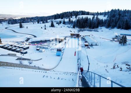 Premanon, Frankreich. 19 Jan, 2020. Allgemeine Ansicht der Nordischen Kombination: Damen Einzel im Les Tuffes Nordic Centre während der Lausanne 2020 Winter Youth Olympic Games in Premanon, Frankreich. Credit: Naoki Morita/LBA SPORT/Alamy leben Nachrichten Stockfoto