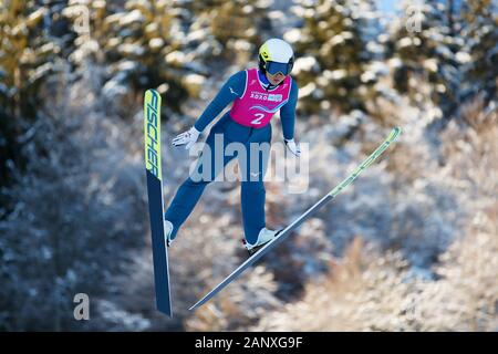 Premanon, Frankreich. 19 Jan, 2020. Yuna Kasai (JPN) Nordische Kombination: Damen Einzel im Les Tuffes Nordic Centre während der Lausanne 2020 Winter Youth Olympic Games in Premanon, Frankreich. Credit: Naoki Morita/LBA SPORT/Alamy leben Nachrichten Stockfoto