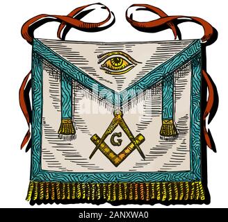 Quadrat und Kompass Masonic Okkultismus goldene Mystik Illustration heilige Gesellschaft Stockfoto