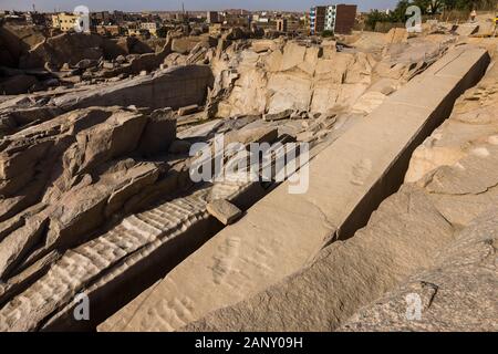 Blick auf den Nilfluss vom Tempel von Khnum, auf der Insel Elephantine, Assuan, Ägypten, Nordafrika, Afrika Stockfoto