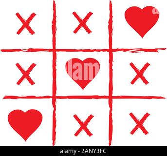 Vector Illustration von Tic Tac Toe Spiel mit Herz. Stock Vektor