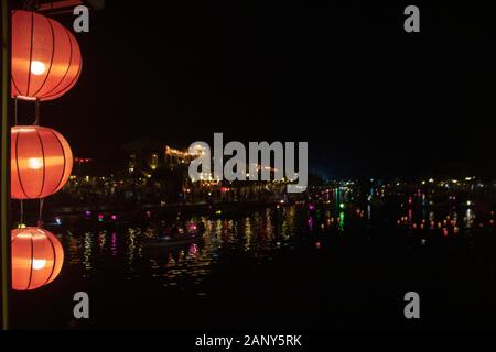 Hoi An - Vietnam - im August 2019 - Blick auf die Altstadt bei Nacht Stockfoto