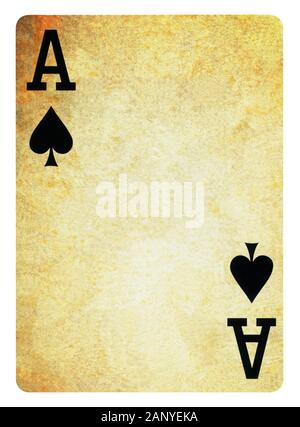 Ace of Spades Vintage Playing Card isoliert auf weißem (clipping path enthalten) Stockfoto