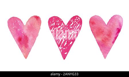 Aquarell mit Herzen. Liebe Konzept und Valentines Tag Design Elemente. Hand gezeichnet Abbildung. Stockfoto
