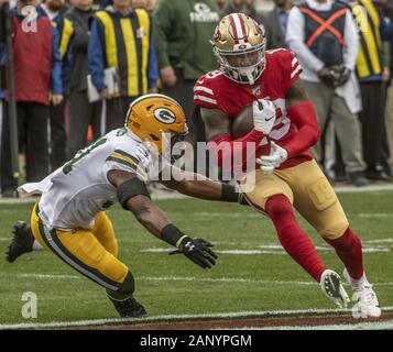 Santa Clara, Kalifornien, USA. 19 Jan, 2020. San Francisco 49ers wide receiver Deebo Samuel (19) am Sonntag, 19. Januar 2020, in Levis Stadion in Santa Clara, Kalifornien. Die 49ers besiegten die Verpacker 37-20 im NFC Championship Playoff Spiel. Credit: Al Golub/ZUMA Draht/Alamy leben Nachrichten Stockfoto