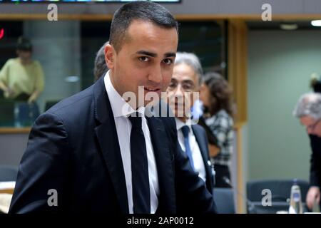 Brüssel, Belgien. 20 Jan, 2020. Der italienische Außenminister Luigi Di Maio an einem Europäischen Rat für Auswärtige Angelegenheiten (FAC). Credit: ALEXANDROS MICHAILIDIS/Alamy leben Nachrichten Stockfoto