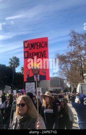 Die 4 Frauen März LA in der Innenstadt. Los Angeles, Januar 18, 2020 | Verwendung weltweit Stockfoto