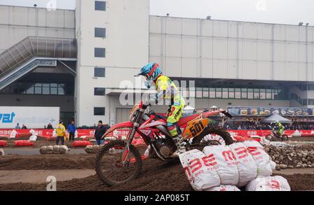 Verona, Italien - Januar 19, 2020: Moto Cross Ausstellung bei Motor Bike Expo Verona. Stockfoto
