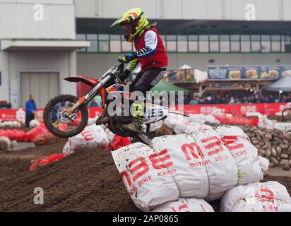 Verona, Italien - Januar 19, 2020: Moto Cross Ausstellung bei Motor Bike Expo Verona. Stockfoto