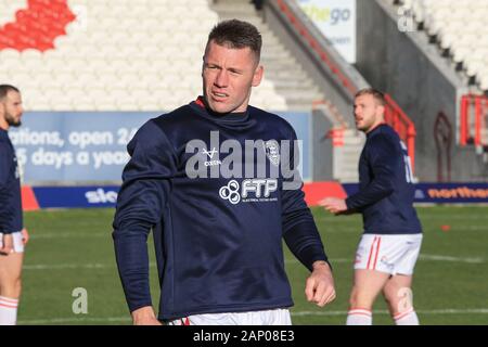 19. Januar 2020, Hull College Craven Park, Kingston upon Hull, England; Rugby League vor Jahreszeit, Hull Kingston Rovers v Featherstone Rover: Shaun Kenny-Dowall (3) Der Rumpf Kr aufwärmen Credit: David Grieben/News Bilder Stockfoto