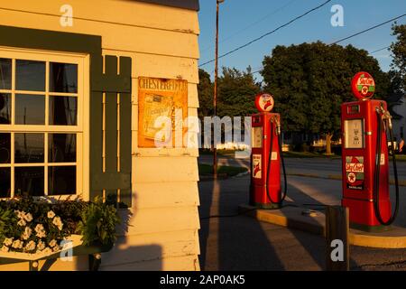 Dwight, Illinois, USA - Juli 5, 2014: Detail der Ambler-Becker Texaco Station, eine alte Tankstelle entlang der historischen Route 66 in der Stadt von Dw Stockfoto