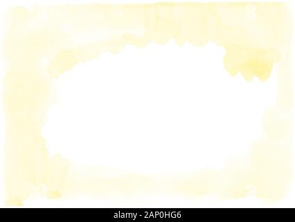 Gelb aquarell Rahmen. Farbenfrohe abstrakte Textur. Hand paint Design Elemente. Pinsel aquarell Splash. Künstlerischen Hintergrund. Grunge lack Rahmen. Hand Stockfoto