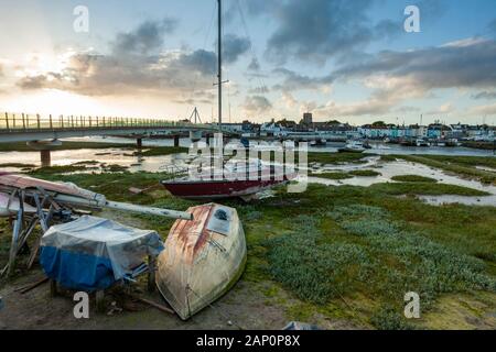 Sonnenuntergang auf dem Fluss Adur im Shoreham. Stockfoto