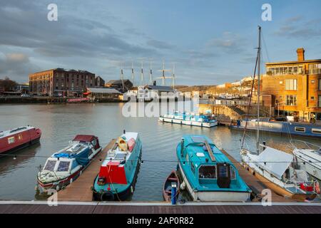 Morgen im Hafen von Bristol, England. Stockfoto